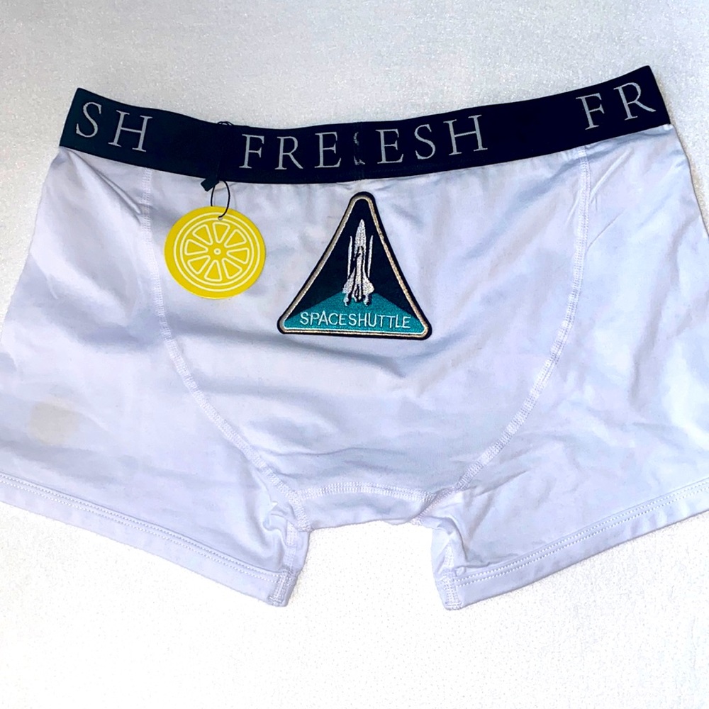 NASA Space Shuttle White Boxer Briefs Fresh L - Tell him he’s out of this world!
